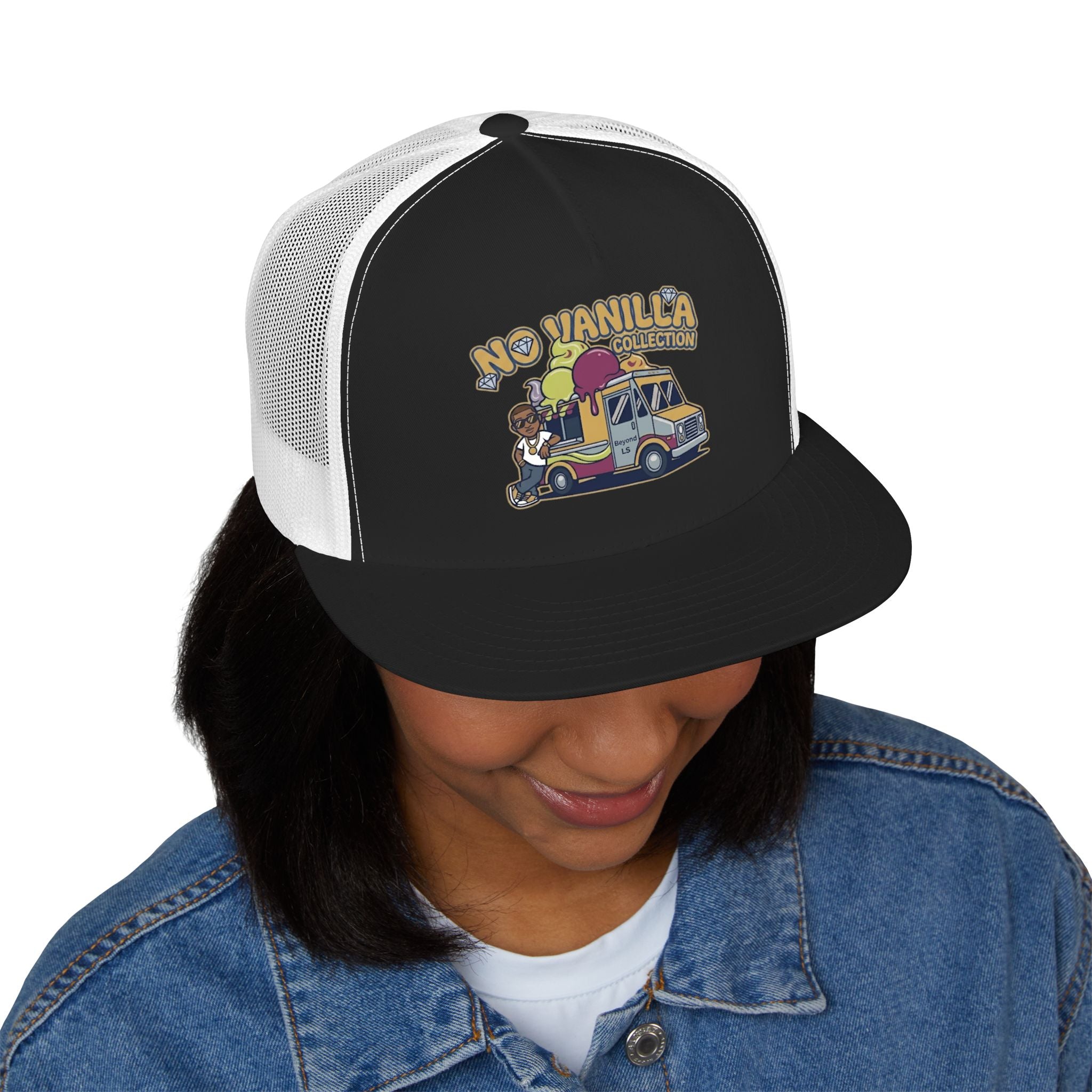 No Vanilla Ice Cream Truck Trucker Hat – Retro Food Truck Logo Snapback