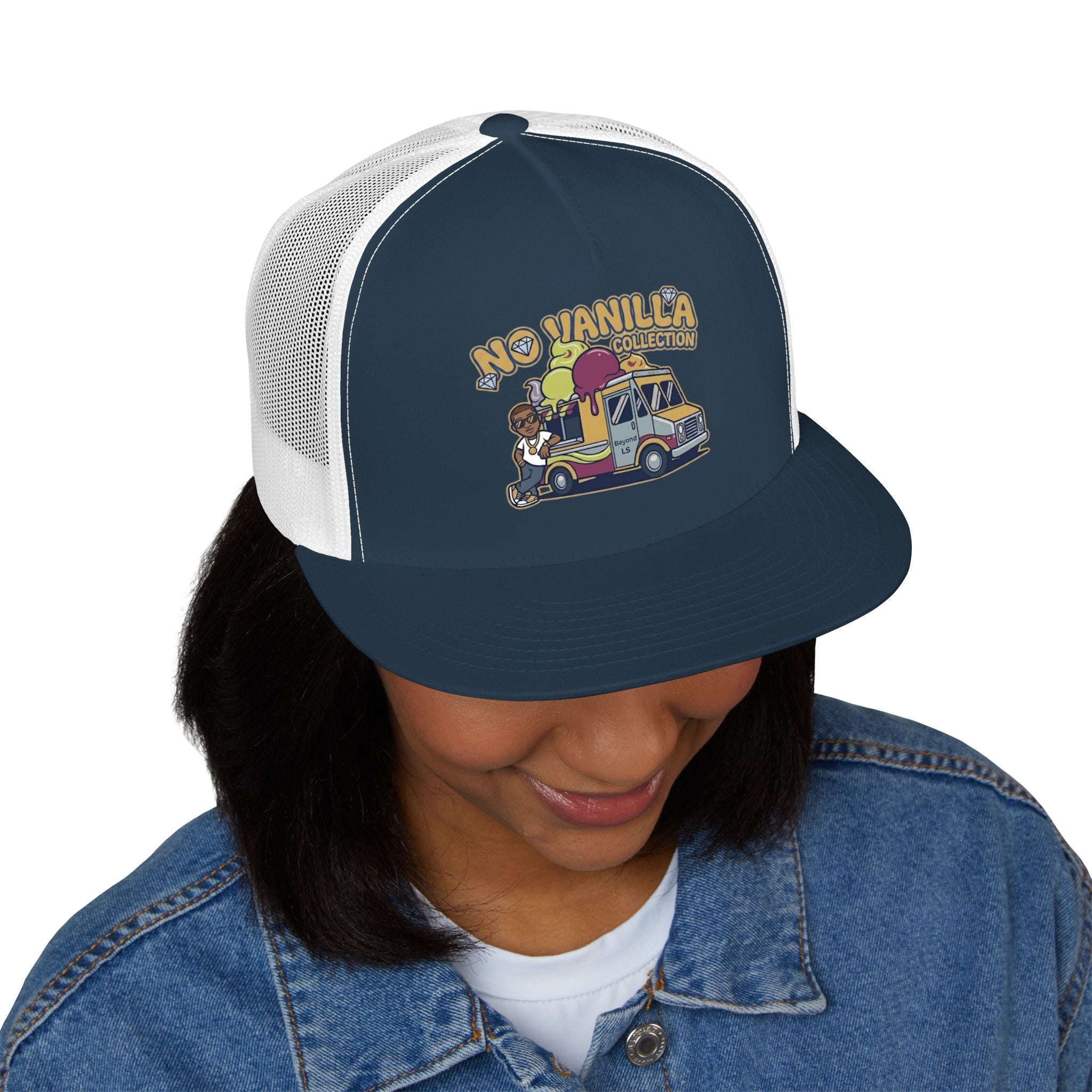 No Vanilla Ice Cream Truck Trucker Hat – Retro Food Truck Logo Snapback